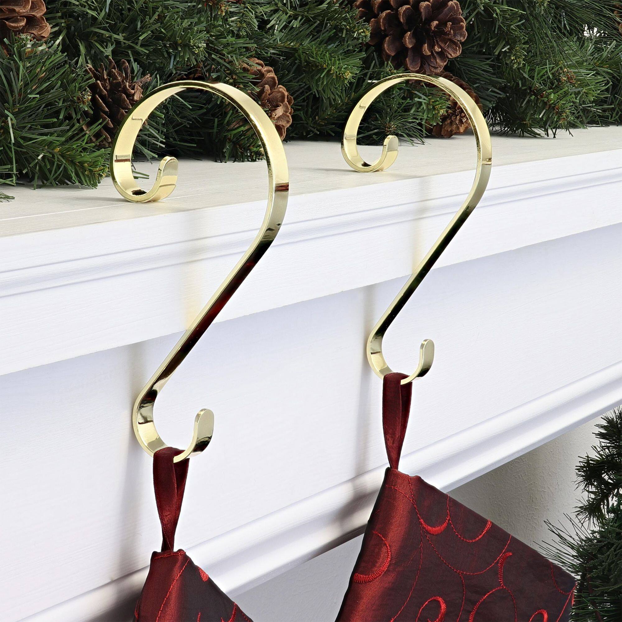 Haute Decor Stocking Scroll® Brass Stocking Holders